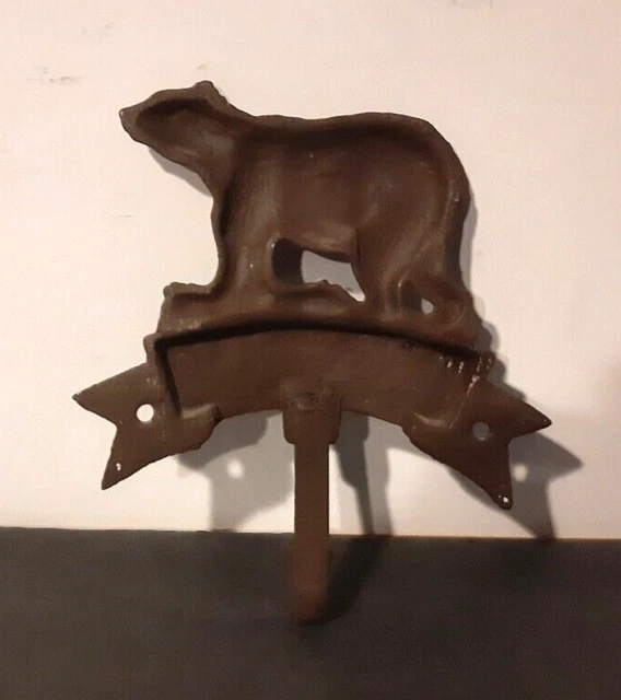 Bear Cast Iron Coat/Hat Hook "Welcome"  6" x 7" 2