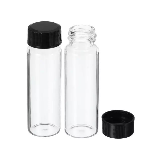 15mL Reagent Glass Storage Bottle 8Pcs Round Plastic Screw Cap Lab Home Clear