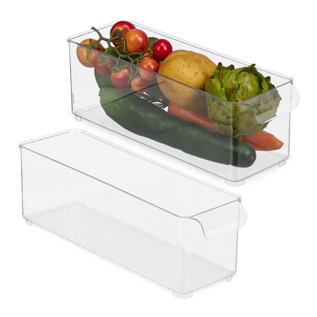 2x organizer frigo contenitore sottile scatola cassetti frigorifero salvaspazio