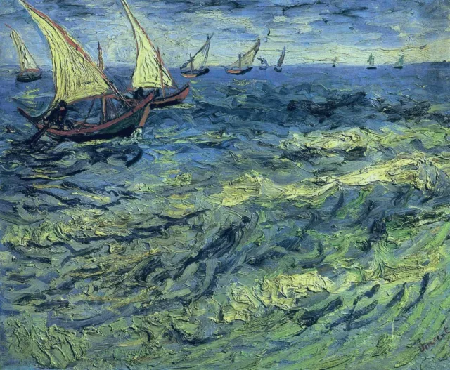 Vincent van Gogh, Fishing Boats at Sea, 1888 Hand Painted Canvas Oil Painting