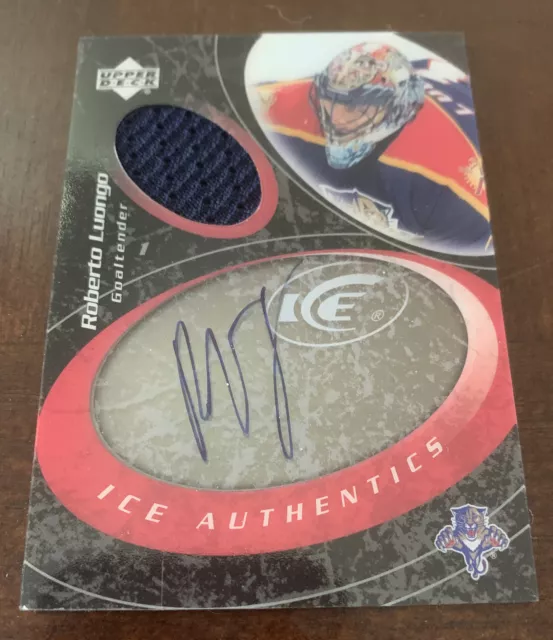 2003-04 Upper Deck Ice Authentics Roberto Luongo Auto Game Used Jersey Panthers