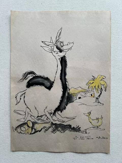 Dr. Seuss Dibujo en papel (hecho a mano) firmado y estampado arte de colección