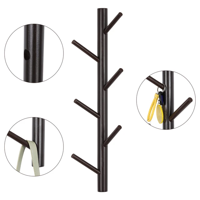 Wall Coat Hat Clothes Hooks Hanger Wood Holder Bedroom Towel Robe Entryway US