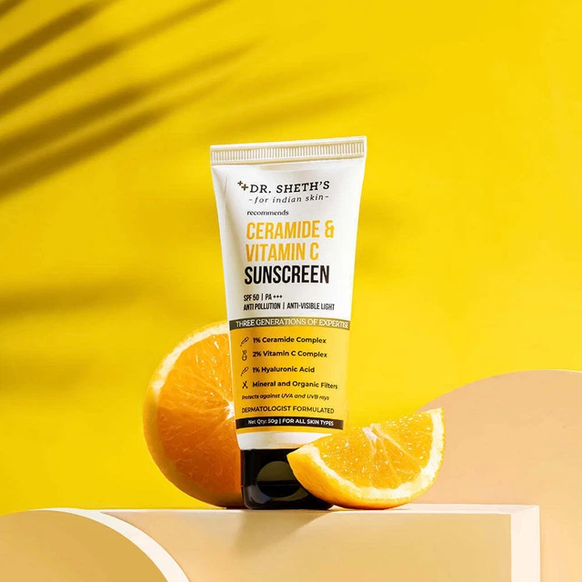 Protector solar de ceramida y vitamina C Protege de los rayos UV y la luz...
