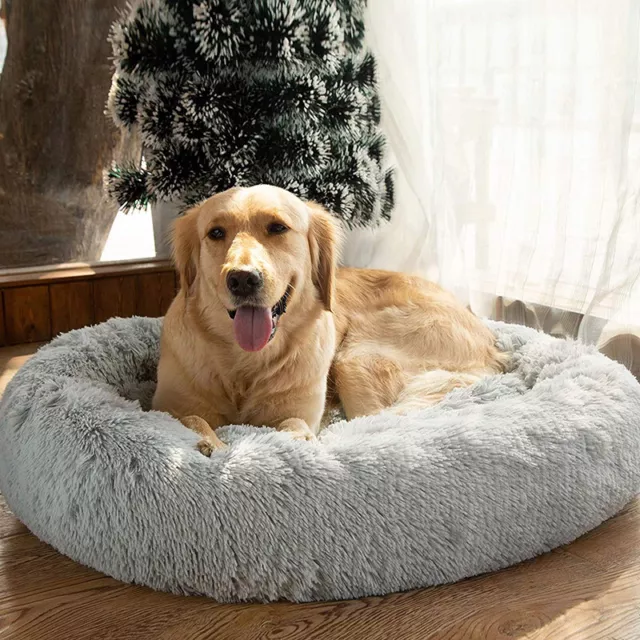 Comfy Calming Donut Extra Large Dog Cat Beds Warm Bed Pet Round Plush Puppy Beds