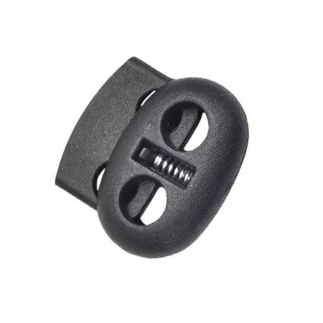 Lot 20 Bloqueurs De Cordon Plastique Noir - Double Trou 4,5 Mm - Pour Lacets, Sacs, Vêtements De Sport