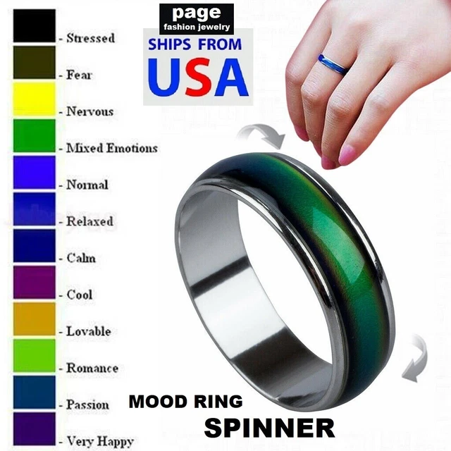 MOOD RING &SPINNER& Change Color Stainless Steel Rings Size 510 With