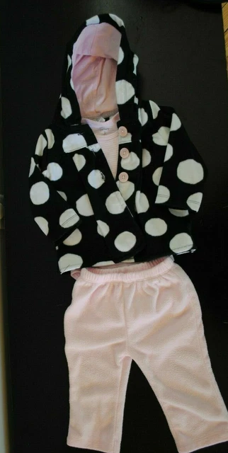 Infant Baby Girl Carters 3 Piece Hooded Jacket Pants Bodysuit  Size 9 months