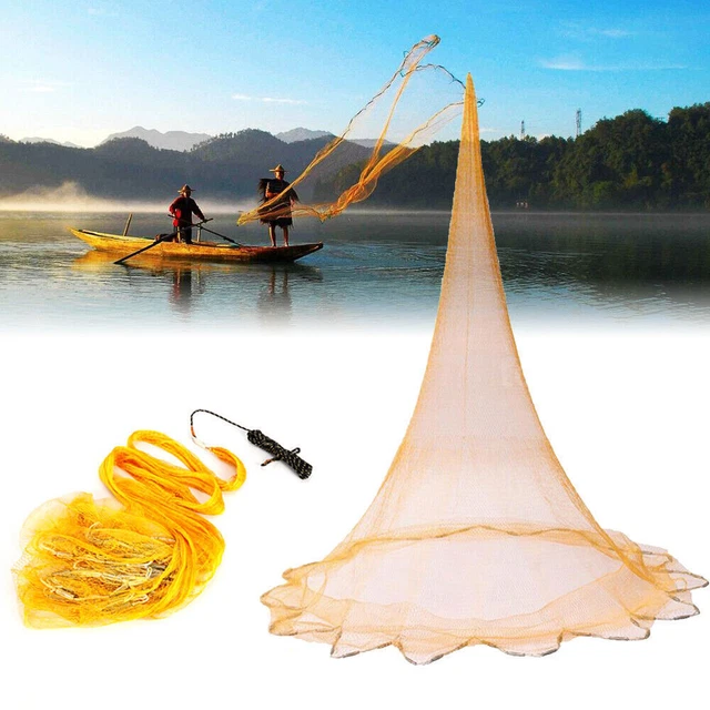 Hand Cast Fishing Nylon Net Spin Network Easy Throw Bait 0.39'' Mesh 10.5FT USA