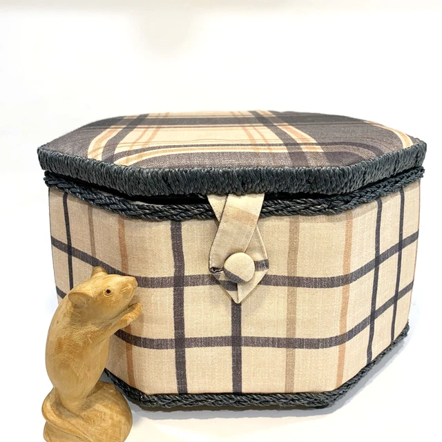 SEWING BASKET W/ Tray Insert & Handle Spotlight Lge Hexagonal As new