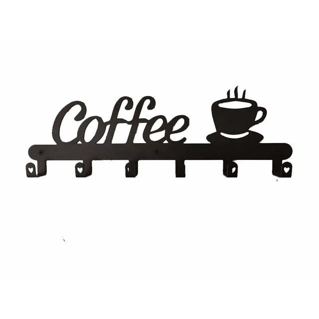 4X(Kaffee Tassen Halter ein der Wand Montiert, Kaffee Bar Dekor Zeichen, Karra