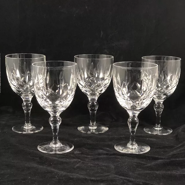 STUART CRYSTAL Regent Pattern Blown Glass Crystal Set 5 Water Goblets