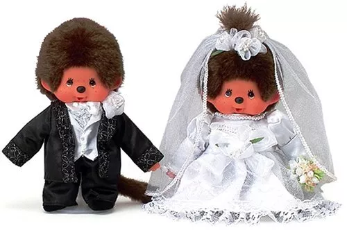 Monchhichi Hochzeit Kupplung Luxus Box Set Plüsch Puppe Kiste Höhe 27cm Neu