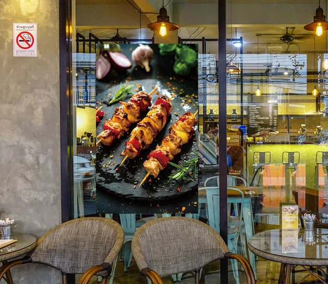 Kebab Window 3D GRILL KEBAB Shop BBQ A1096 Window Stickers Vinyl Wallpaper Wall ...