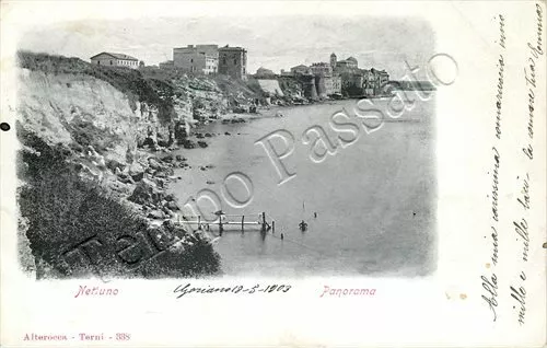 Cartolina di Nettuno, panorama - Roma, 1903