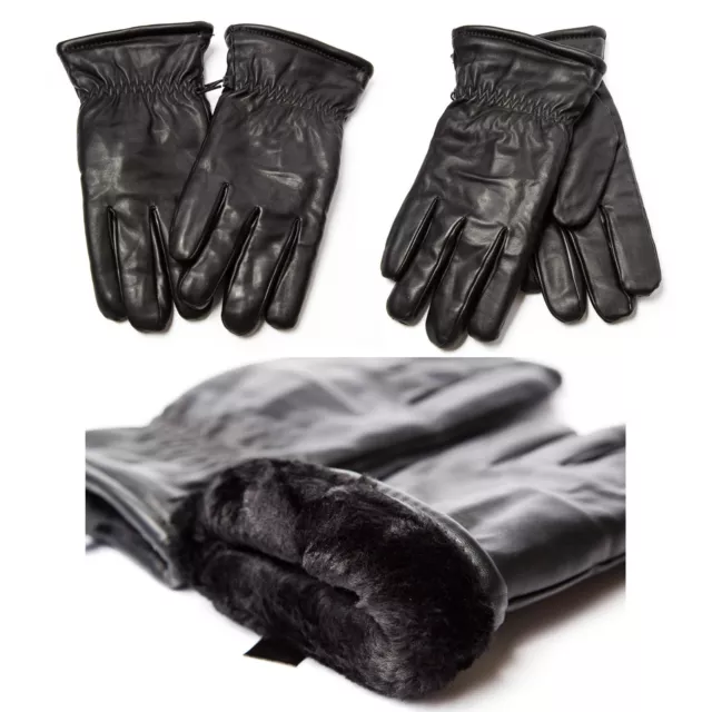 Faux Leather Super Thick W/Fur Lined winter Warm Gloves Men Woman Driving