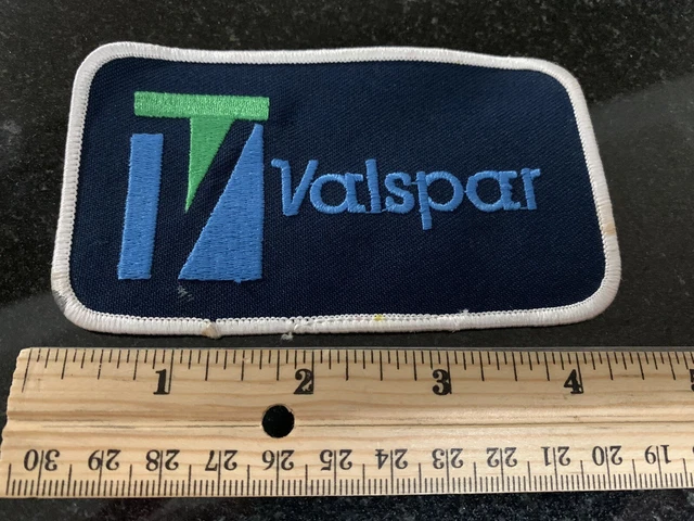 Vtg Valspar Blue Logo Embroidered Patch Sew On Jacket Hat Uniform