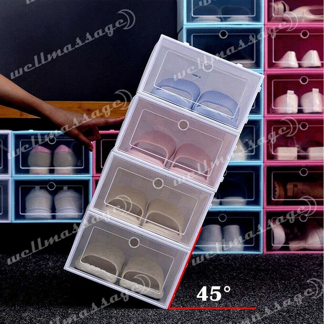 12PCS SHOE DISPLAY Cases Box Rack Storage Cabinet Plastic Boxes ...