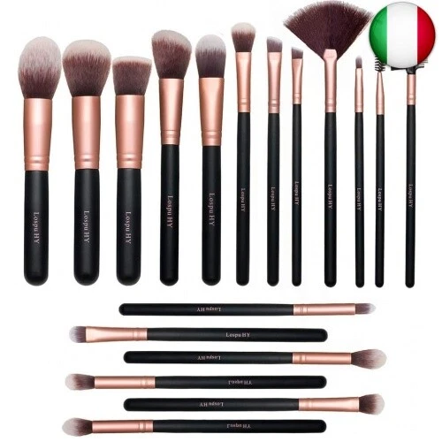 Pennelli Trucco oro Rosa 18 Pezzi Pennelli Trucco Premium Set Viso e Occhi,