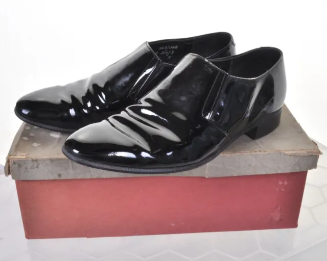 Vintage TRICKER'S Patent Leather Shoes UK 8 Formal Black Tie Slip On Opera Pumps