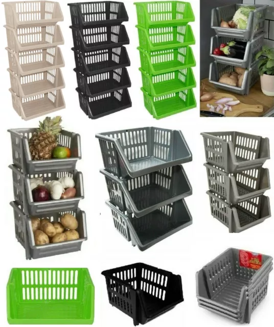 Fruit Vegetable Storage Basket Stacking Kitchen Stackable Unit Rack Tidy Tier