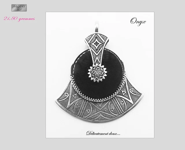 Pendentif Argent 925 Masque Africain Vintage - 43x28mm Sans Bélière - Occasion