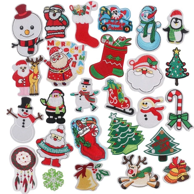 26 Stck. Weihnachten Aufbügeln Patches Bestickt Nähen Applikation Reparatur Patch für C X7L1