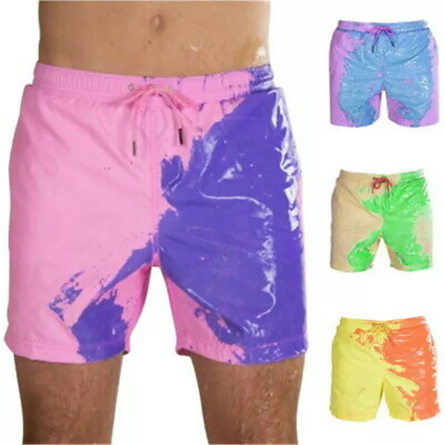 Herren Schwimmbrettshorts Badehose Farbwechselnde Shorts Strand Baggy Badeshorts