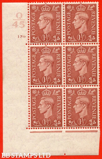 SG. 487. Q8. 1½d Pale Red-Brown. A mounted mint " Control Q45 cylinder 1 B67669