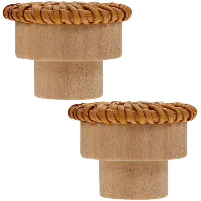 2 Pcs Cupboard Knobs Kitchen Cabinet Drawer Handles Rattan Knobs