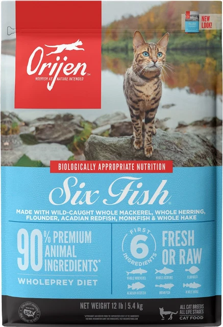 ORIJEN Six Fish Grain-Free Dry Cat Food, 12lb