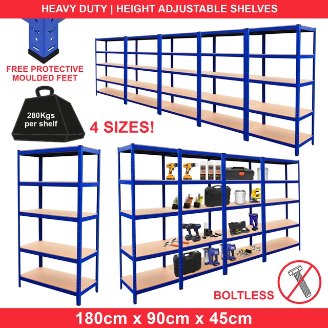 GARAGE SHELVES SHELVING 5 Tier Unit Racking Boltless Heavy Duty Storage