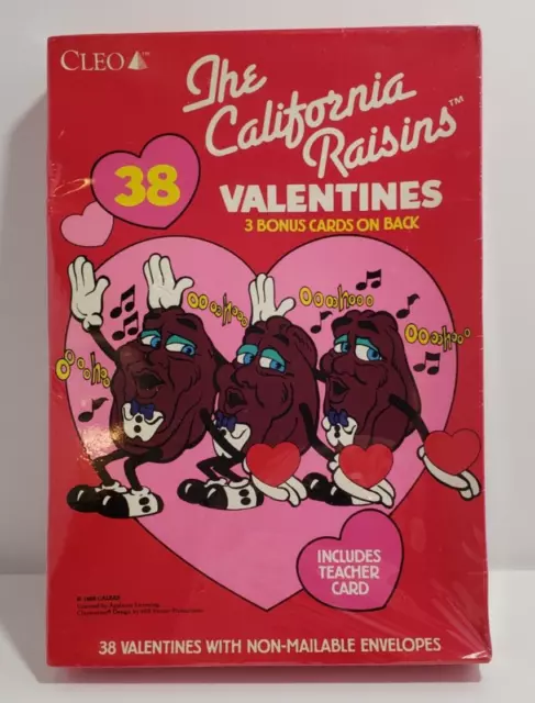 Vintage Cleo 1988 California Raisins Sealed Box of 38 Valentines Cards