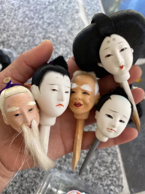 Rare Handmade Vintage Japanese Doll Head X 5 pc … Samurai And Geisha