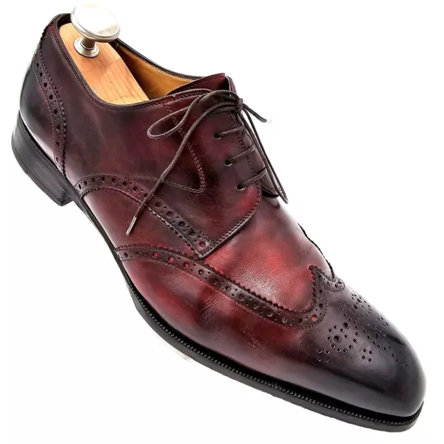 Scarpe Di Bianco Italy Luxury Wingtips Dress Shoes Men's 13D Burgundy Oxfords 46