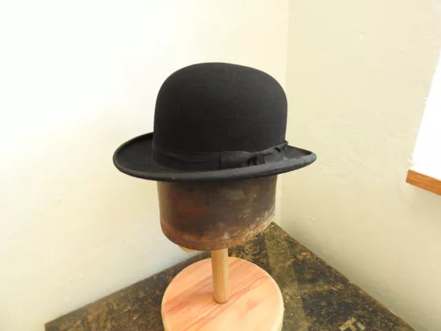 Original Vintage Gentlemen's Black Bowler Hat Moody Co Size 6 5/8 X-Small (4685