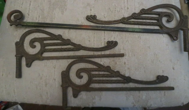 Vintage Deco cast metal 3 pieces Curtain Rods sections