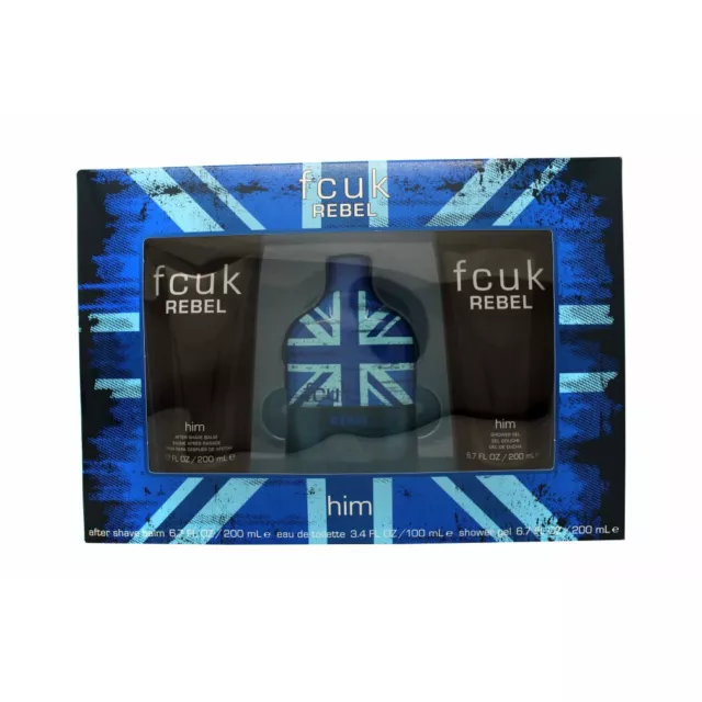 FCUK Rebel For Him 100ml EDT + 200ml Shower Gel + 200ml Aftershave