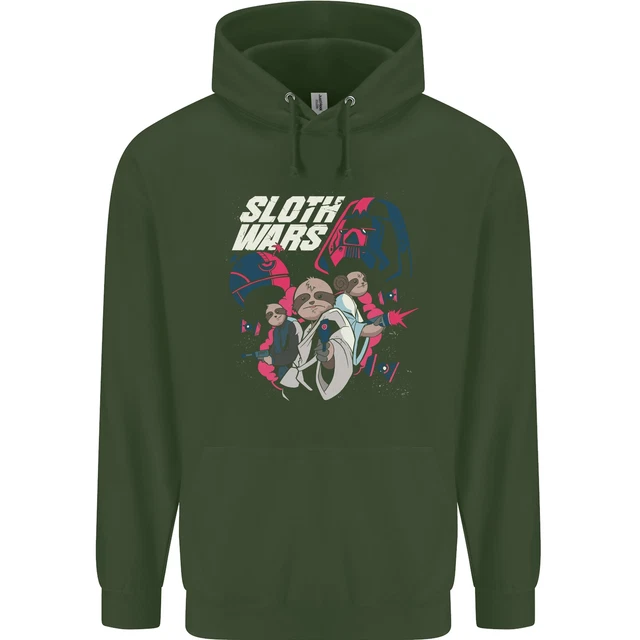 Felpa con cappuccio Sloth Wars divertente parodia TV e film da uomo 80% cotone 8