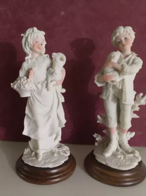 2 FigurineS statue en Oxolyte Couple de berger  Capodimonte  A. BELCARI et  ?