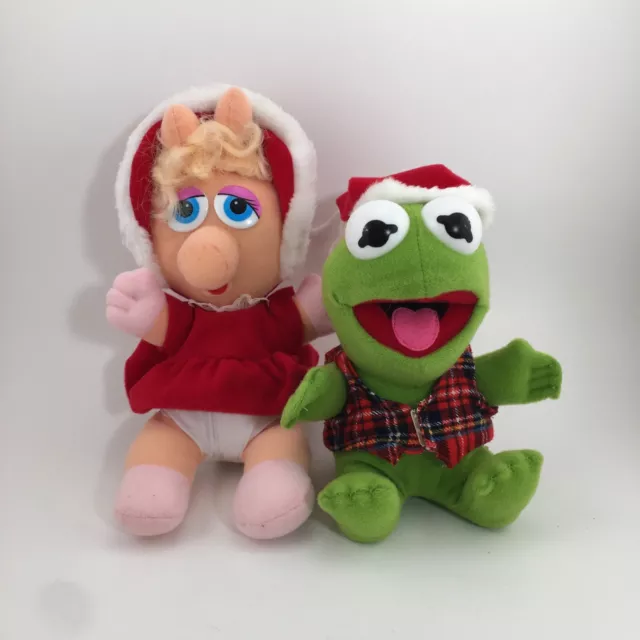 Vtg McDonalds Baby Miss Piggy & Kermit Plush Doll Muppet Babies 1987 Christmas