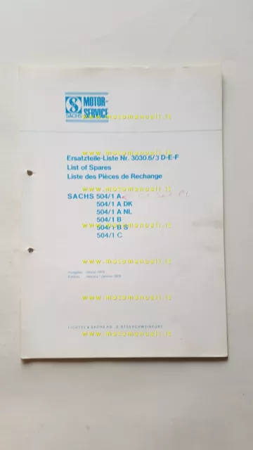 Sachs motori 50 504/1 A-B-C 1978 catalogo ricambi originale engine parts catalog
