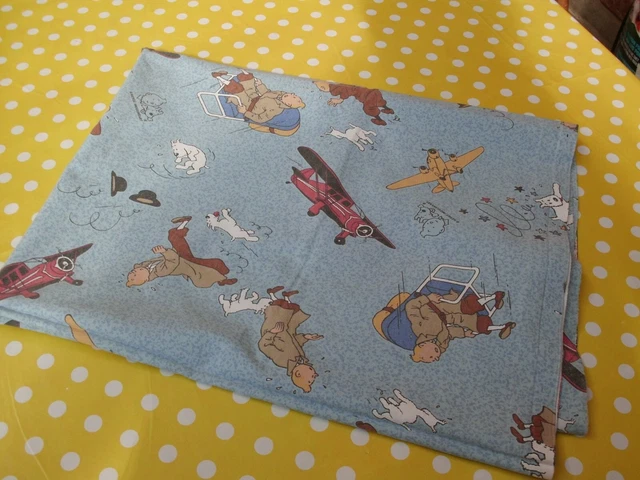 GRAND COUPON TISSU TINTIN HERGÉ 1993 - 156x80 CM - 100% COTON - MULTICOLORE