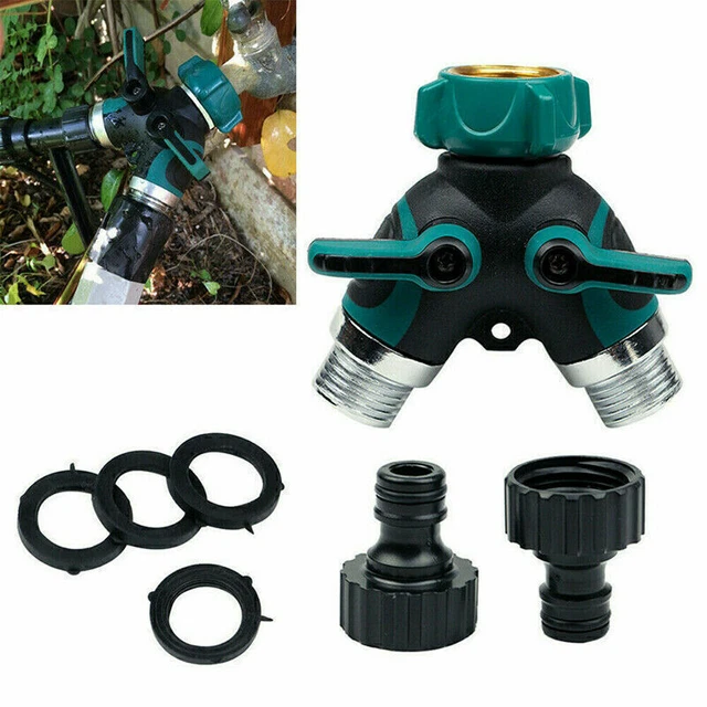 2 Wege Wasserverteiler Messing Gartenschlauch Wasserhahn Verteiler Y Ventil N4F8