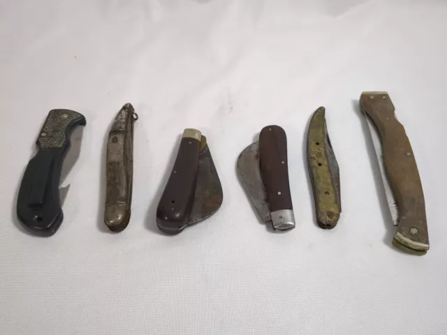 Vintage Folding Pocketknives Lot Of 6 Junk Knives Parts Sharp Colonial Sabre Fis
