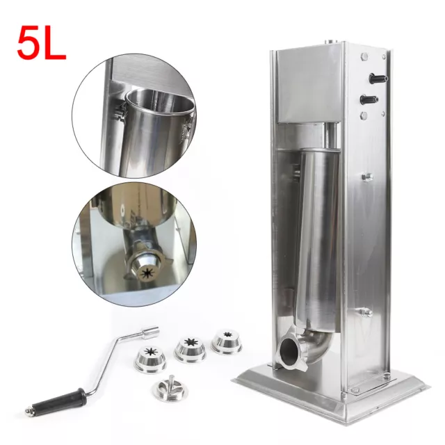 5L Stainless Steel Manual Churrera Churros Machine Maker 4 Nozzles Waffle Makers 2