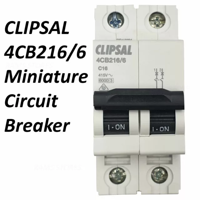 Clipsal Miniature Circuit Breaker 2 Pole 6KA AC 16A Switch Safety Modules Fuse 2