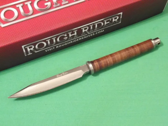 ROUGH RYDER RR1407 Slim Design stacked leather fixed blade knife 6 1/4" overall