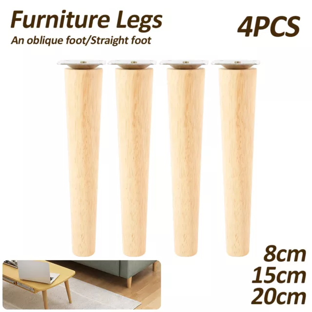 4PCS  8-25cm Wooden Sofa Furniture Legs+Pads Turned Feet Lounge Couch Cabinet` 2