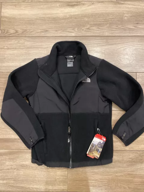 The North Face Jacket Girls Medium Black Full Zip Fleece Denali Embroidered